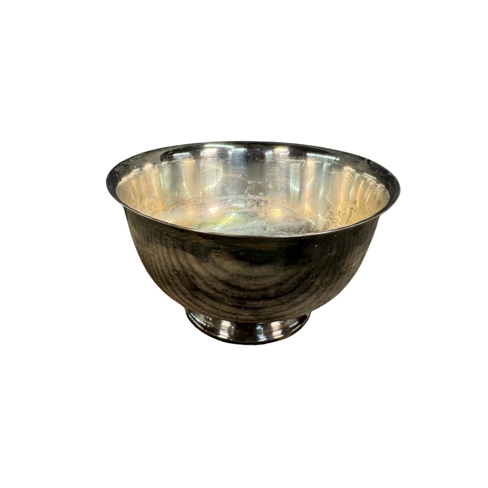 Wm Rogers Paul Revere Reproduction Silver Plated Footed Bowl 7.5 Inch Vintage